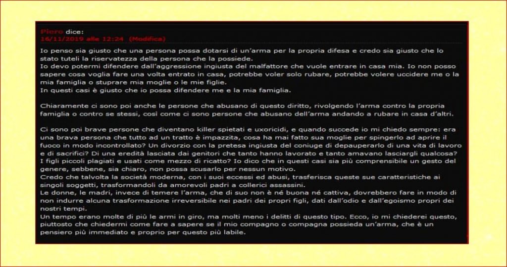 L'uomo con la pistola che giustifica il femminicidio