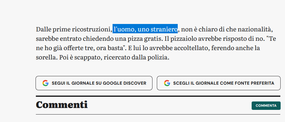 Il giornale inventa crimini degli immigrati