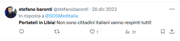 Stefano Baronti contro i migranti. Governo Meloni